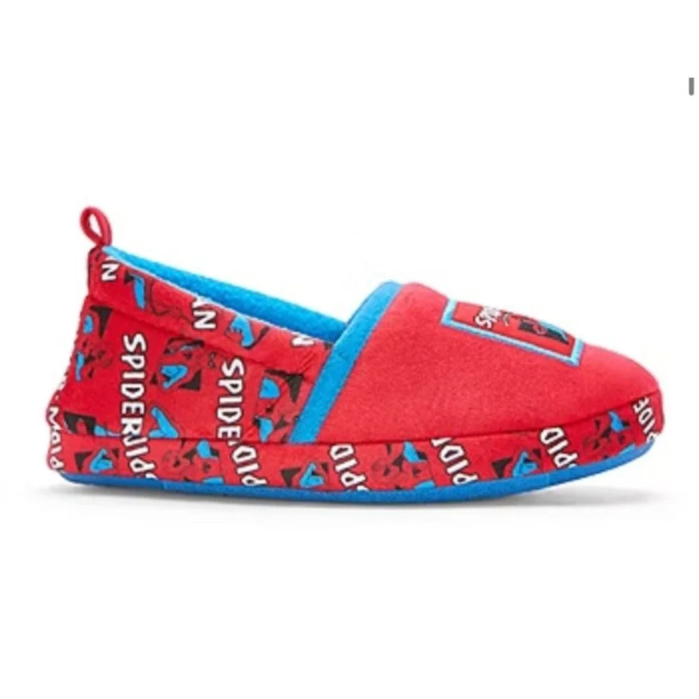 Disney Collection Boys Spiderman Slip-on Slippers‎ Size 11/12 NWT